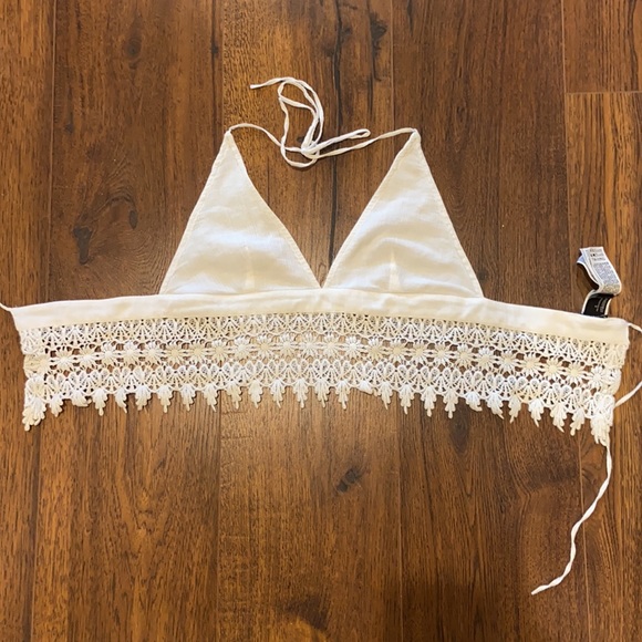White Halter Wrap-Around Crop Top - Picture 3 of 3